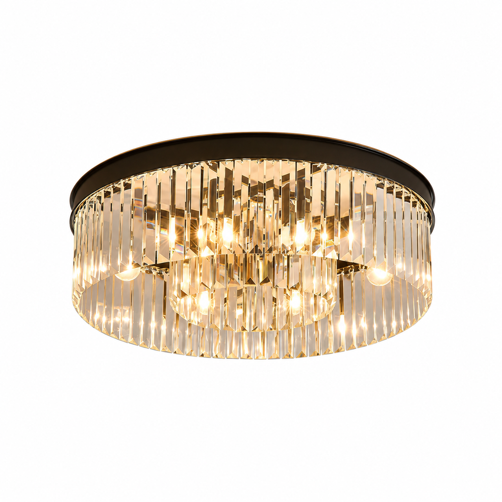 Crystal Flush Ceiling Chandelier – Low Ceiling Crystal Light, 4 x E14