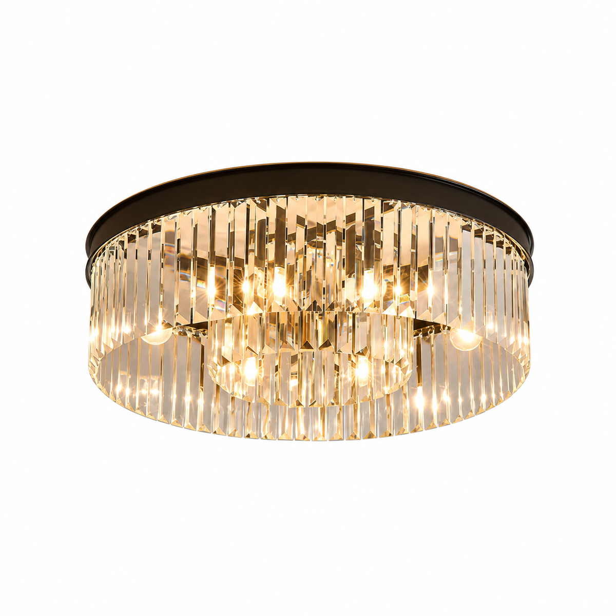 Crystal Flush Ceiling Chandelier – Low Ceiling Crystal Light, 4 x E14