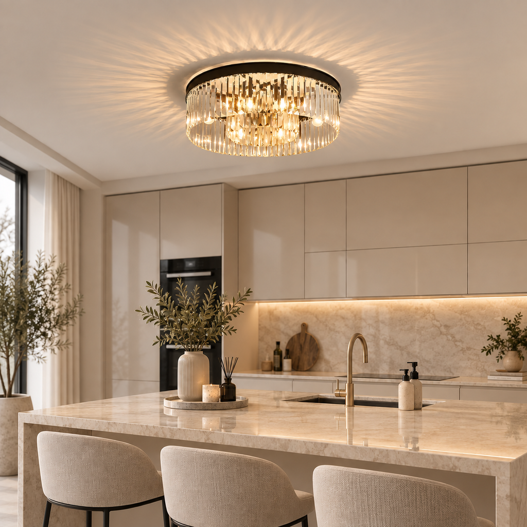 Flush mount crystal chandelier low ceiling – view 2