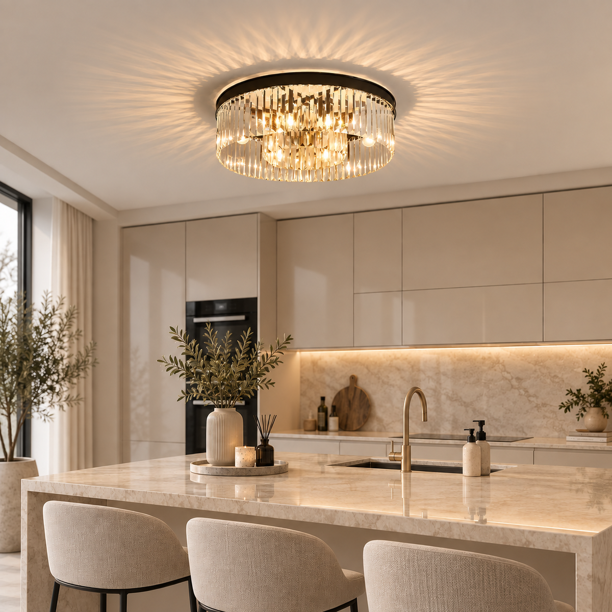 Flush mount crystal chandelier low ceiling – view 2