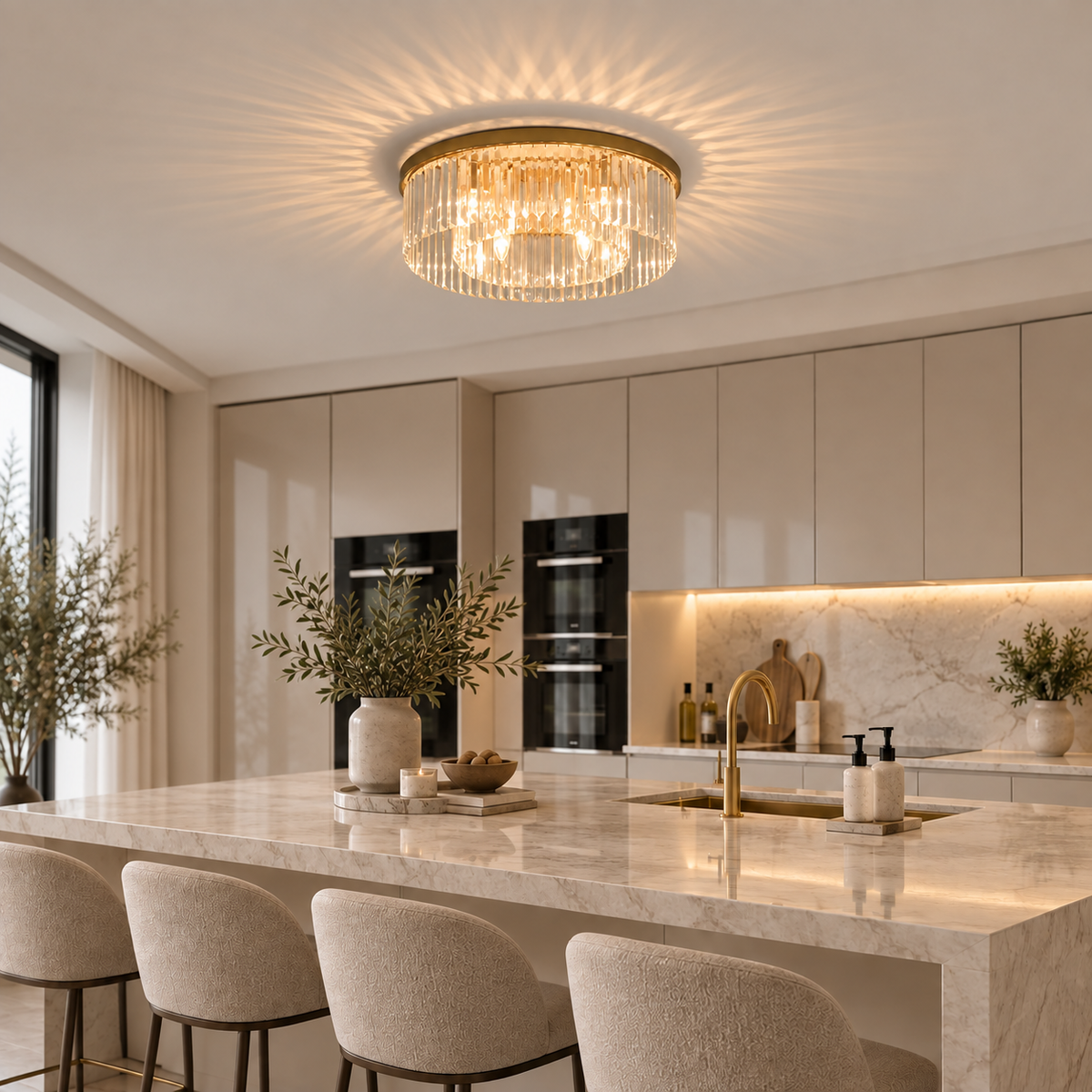 Flush mount crystal chandelier low ceiling – view 3