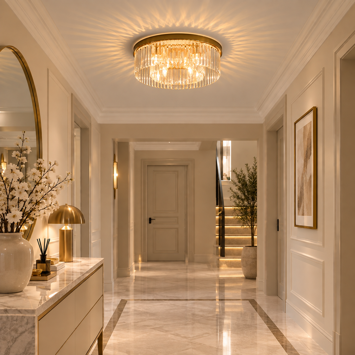 Flush mount crystal chandelier low ceiling – view 4