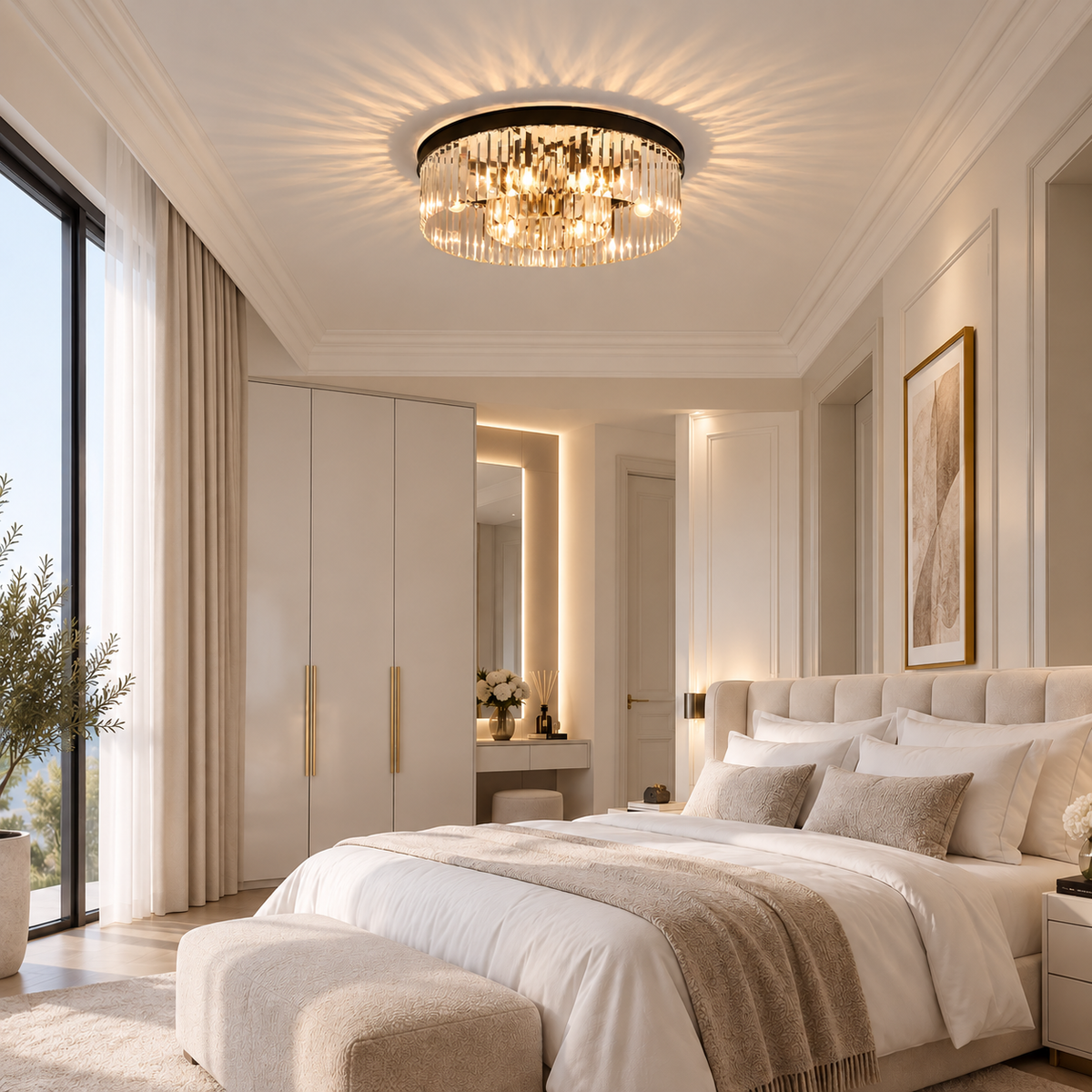 Flush mount crystal chandelier low ceiling – view 5
