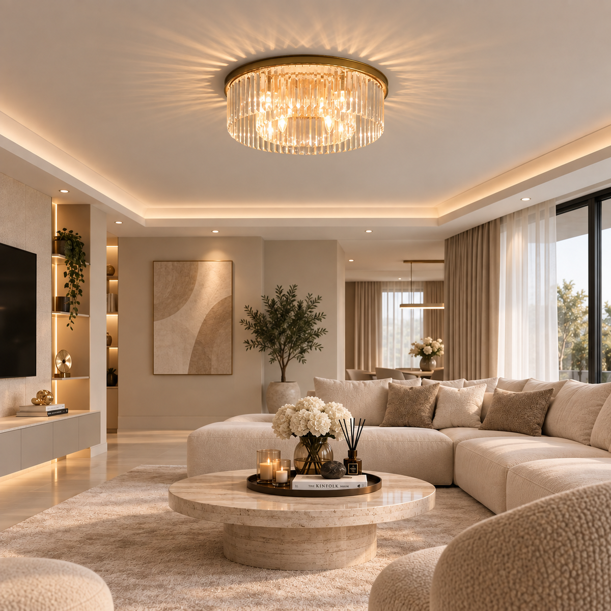 Flush mount crystal chandelier low ceiling – view 7