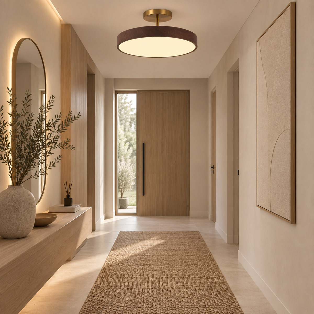 Japandi wood-effect LED ceiling light – view 2