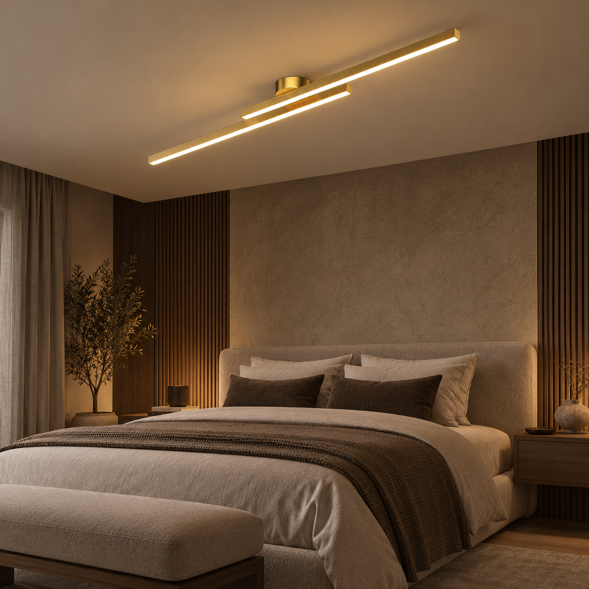 Linear LED flush ceiling light black white gold – view 6