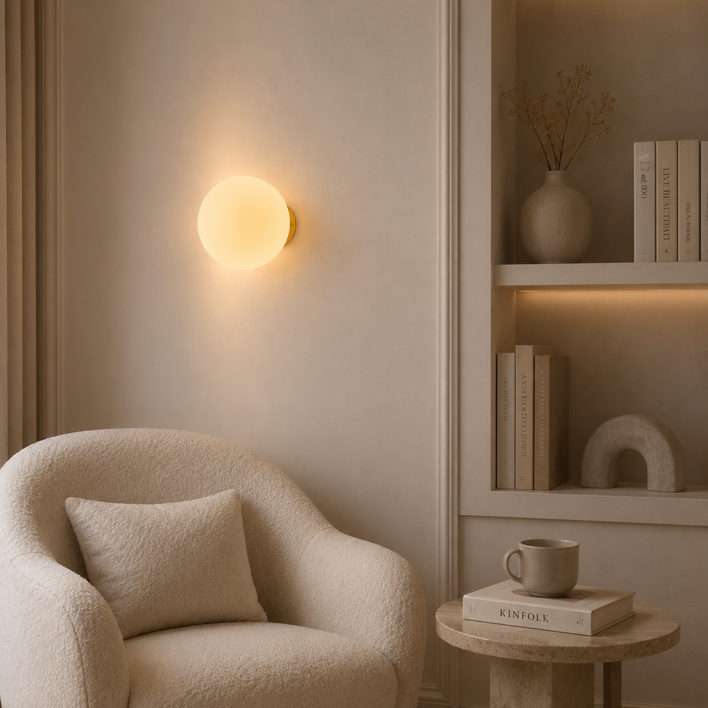 Opal glass globe wall sconce – view 3