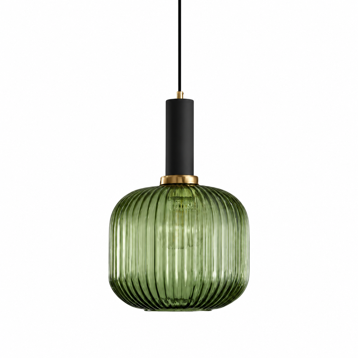 Nordic Ribbed Glass Pendant Light – Kitchen Island Hanging Light, E27