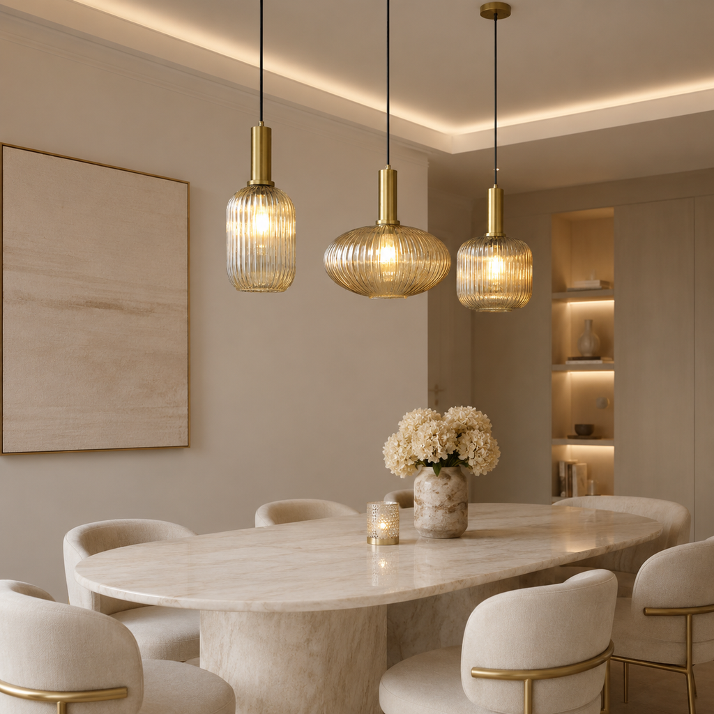 Ribbed glass hanging light cylinder bottle round – view 4