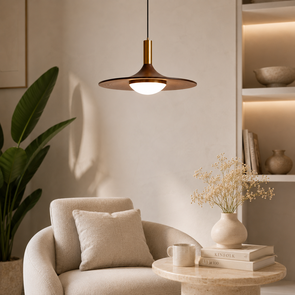 Nordic walnut-effect pendant light by BROKLEN – view 5