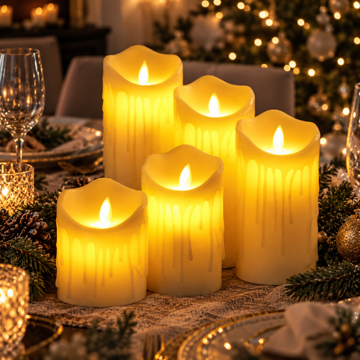 LED pillar pumpkin ball taper candles – view 4