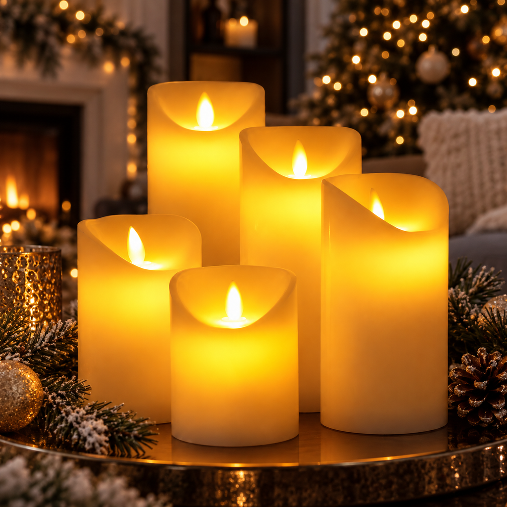 LED pillar pumpkin ball taper candles – view 2