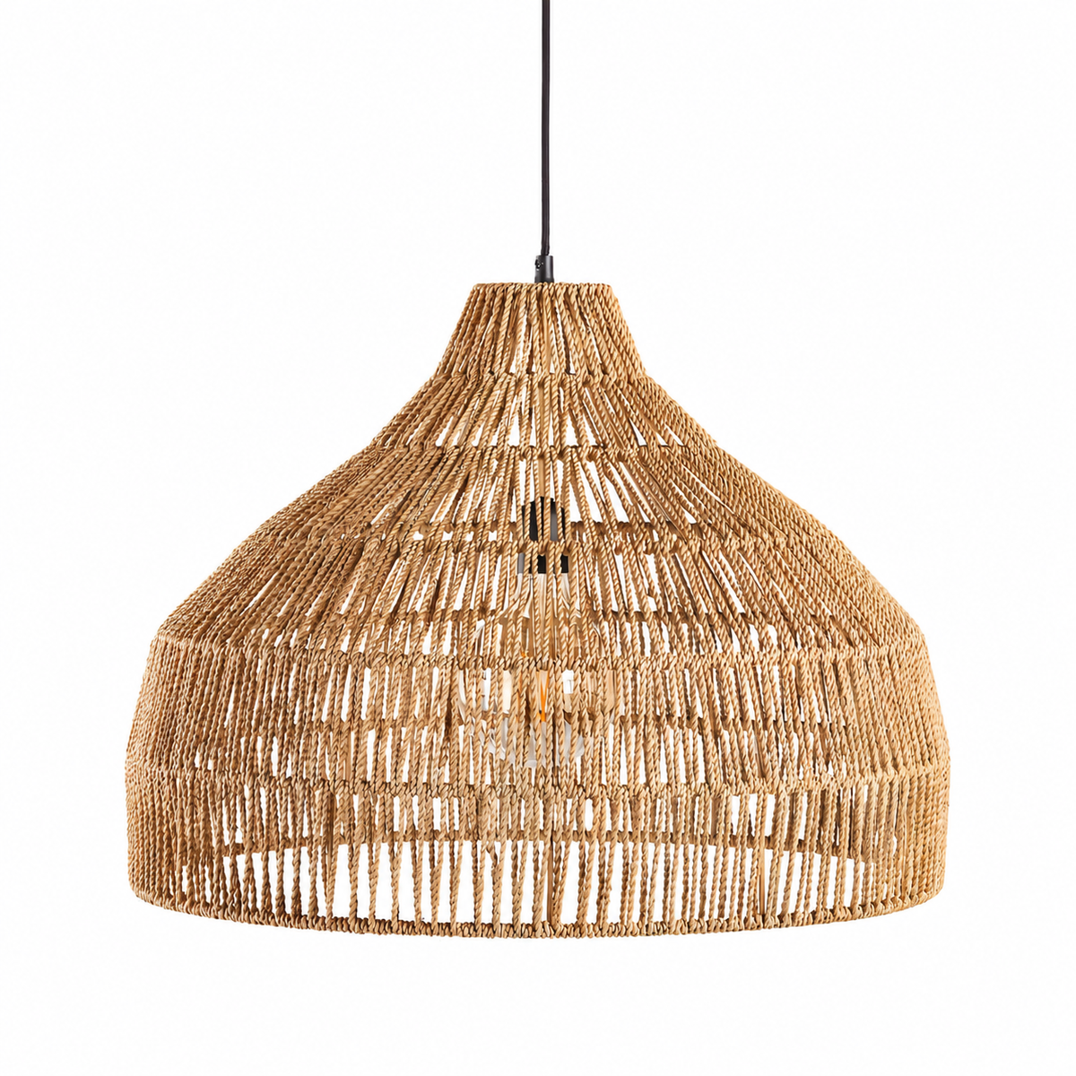 Boho rattan pendant light – woven bowl and cone ceiling light by BROKLEN
