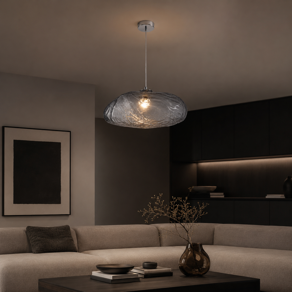 Glass cloud pendant light in ash, amber and clear glass by BROKLEN – view 7