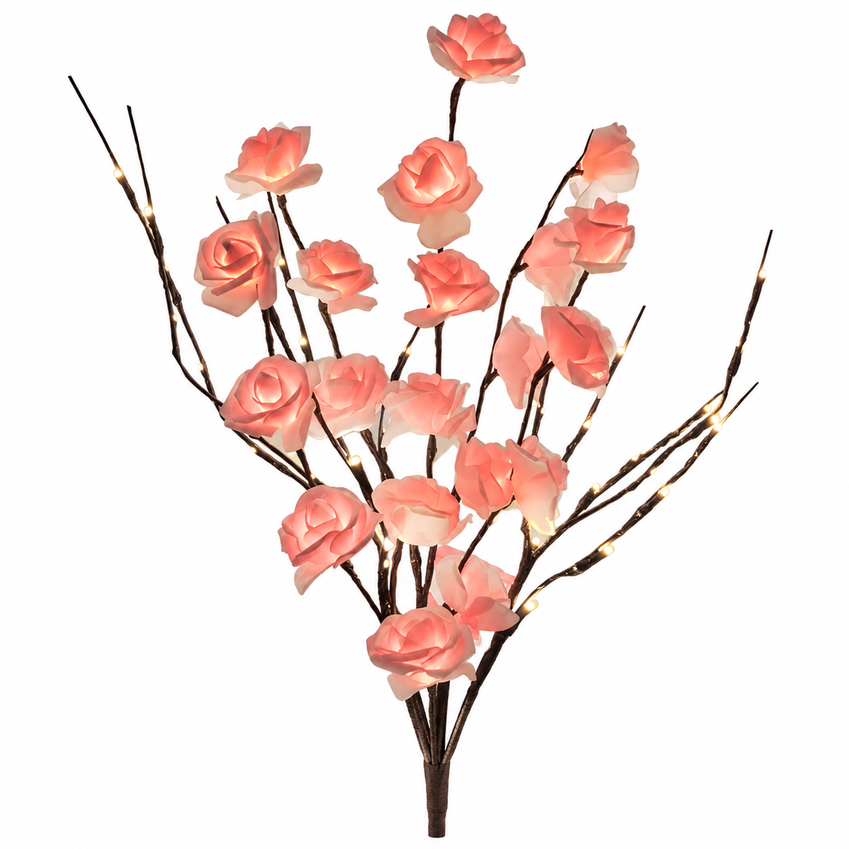 LED lighted decorative branches in a vase