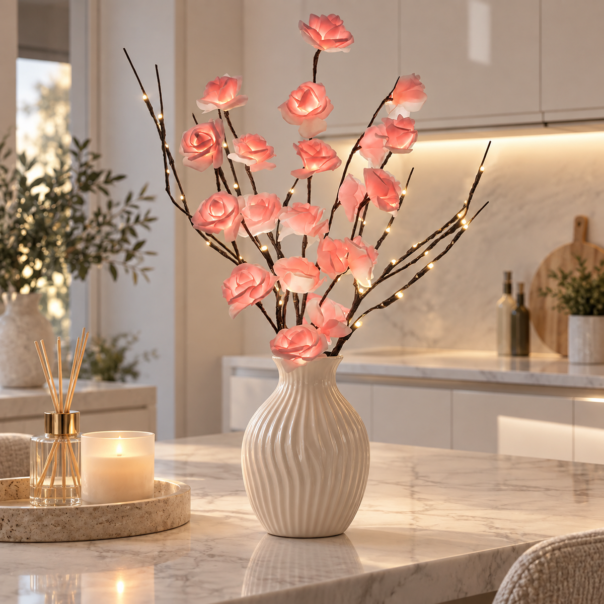 LED twig lights rose orchid olive willow – view 2