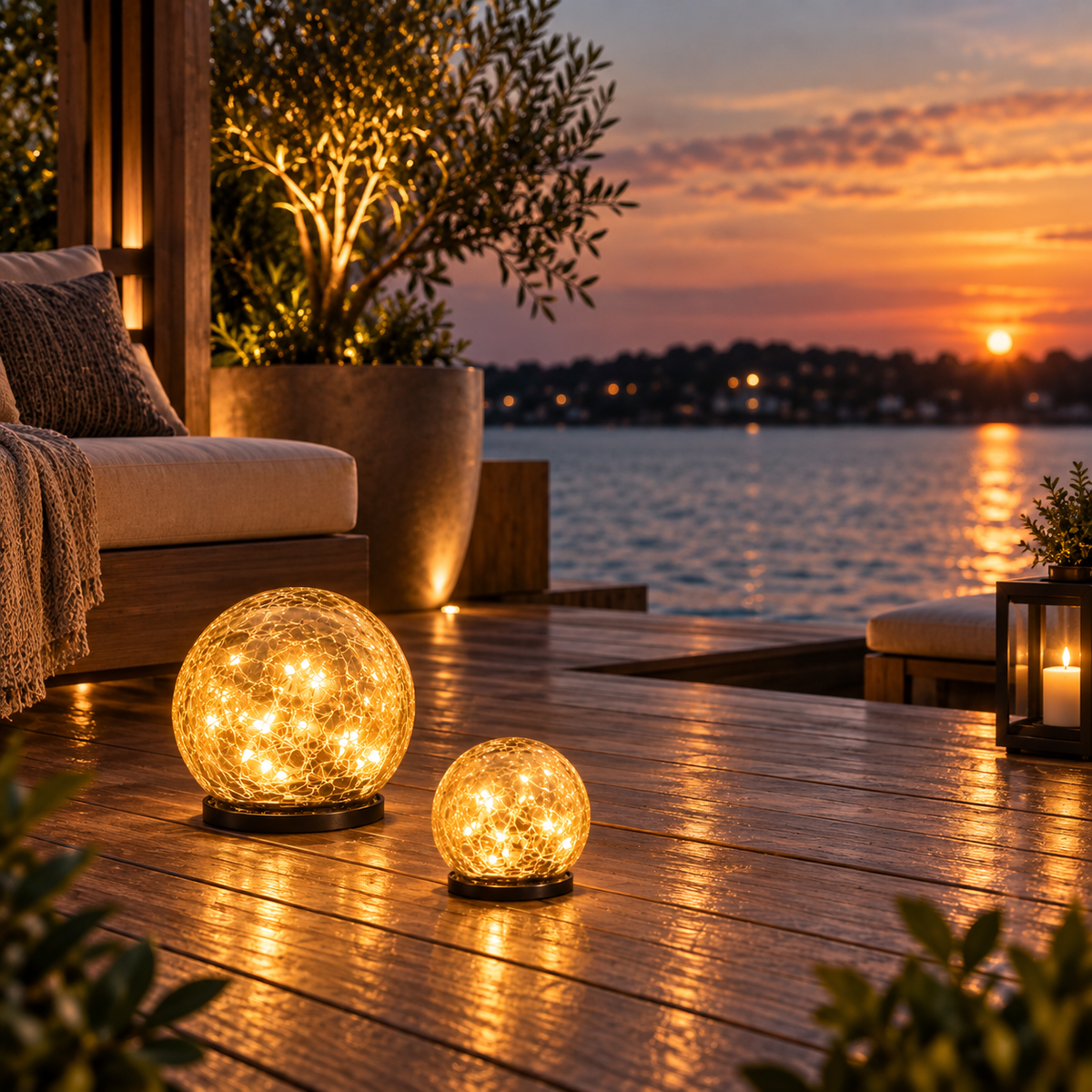 Solar crackle glass ball garden light – view 6