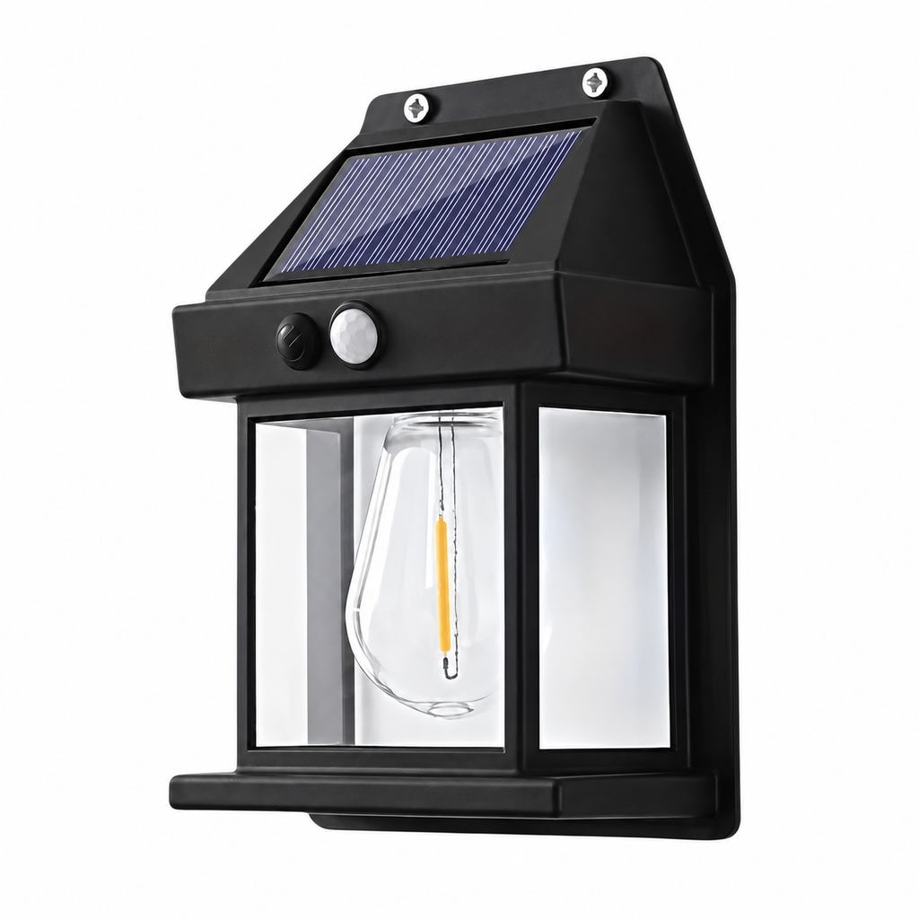 Solar outdoor wall light with motion sensor retro filament