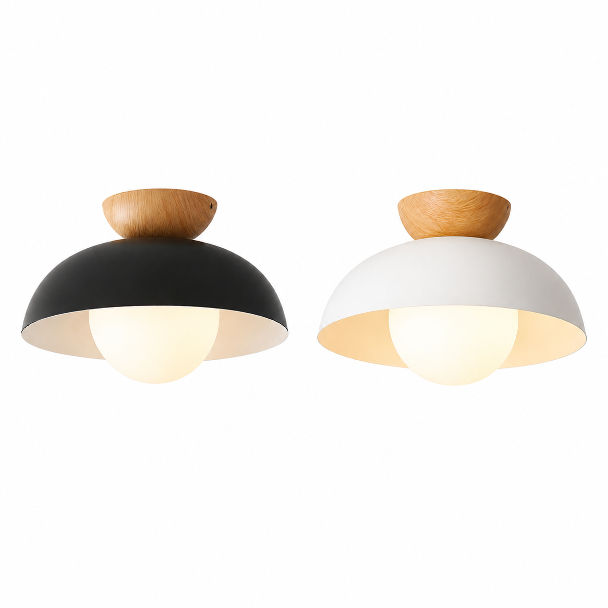 Nordic ceiling light with wood accent – Scandinavian light fixture by BROKLEN – view 2