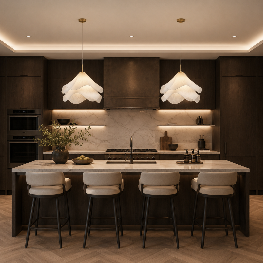 Japandi Wavy Fabric Pendant Light – White Pleated Fabric Ceiling Light