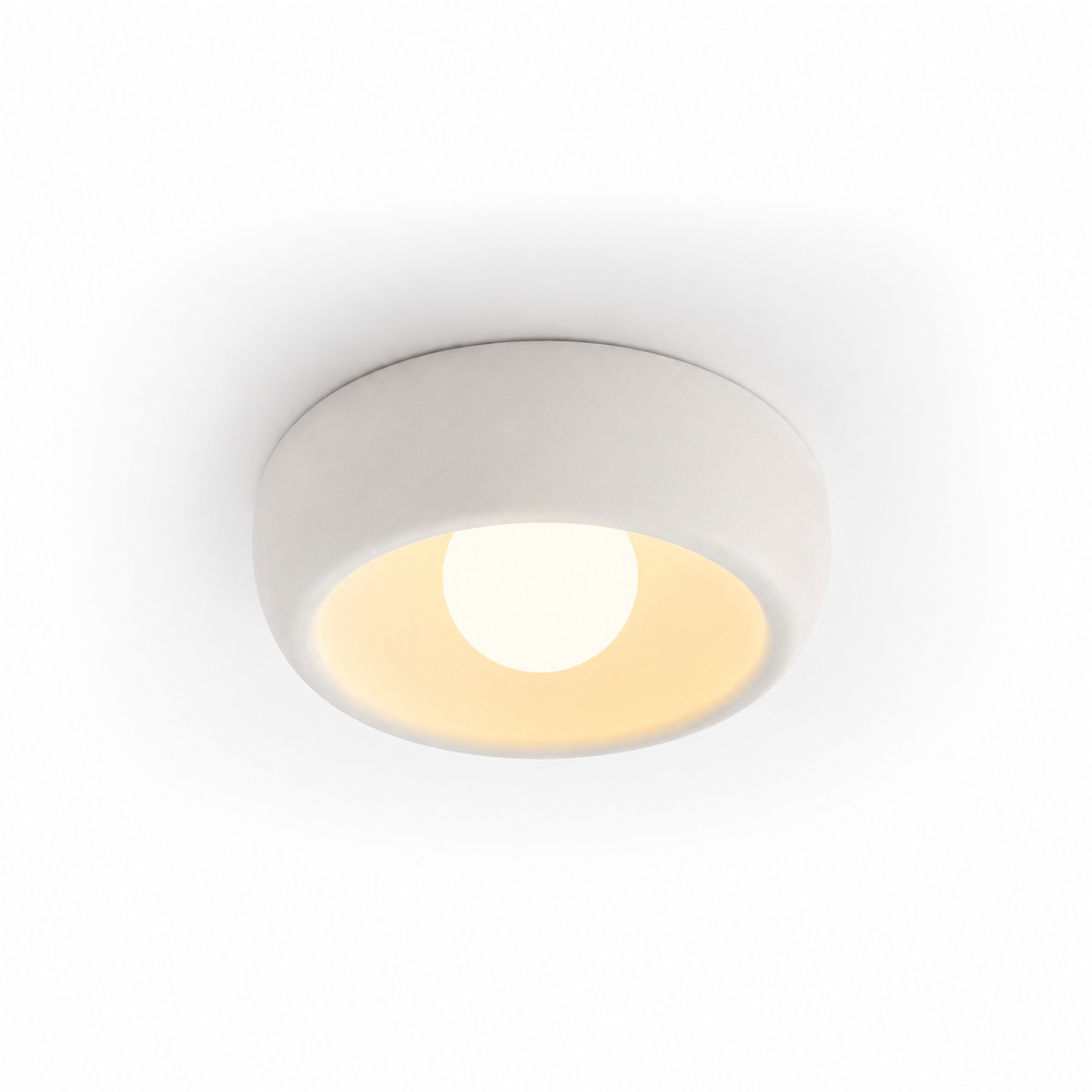 Round wabi-sabi steel and glass ceiling light