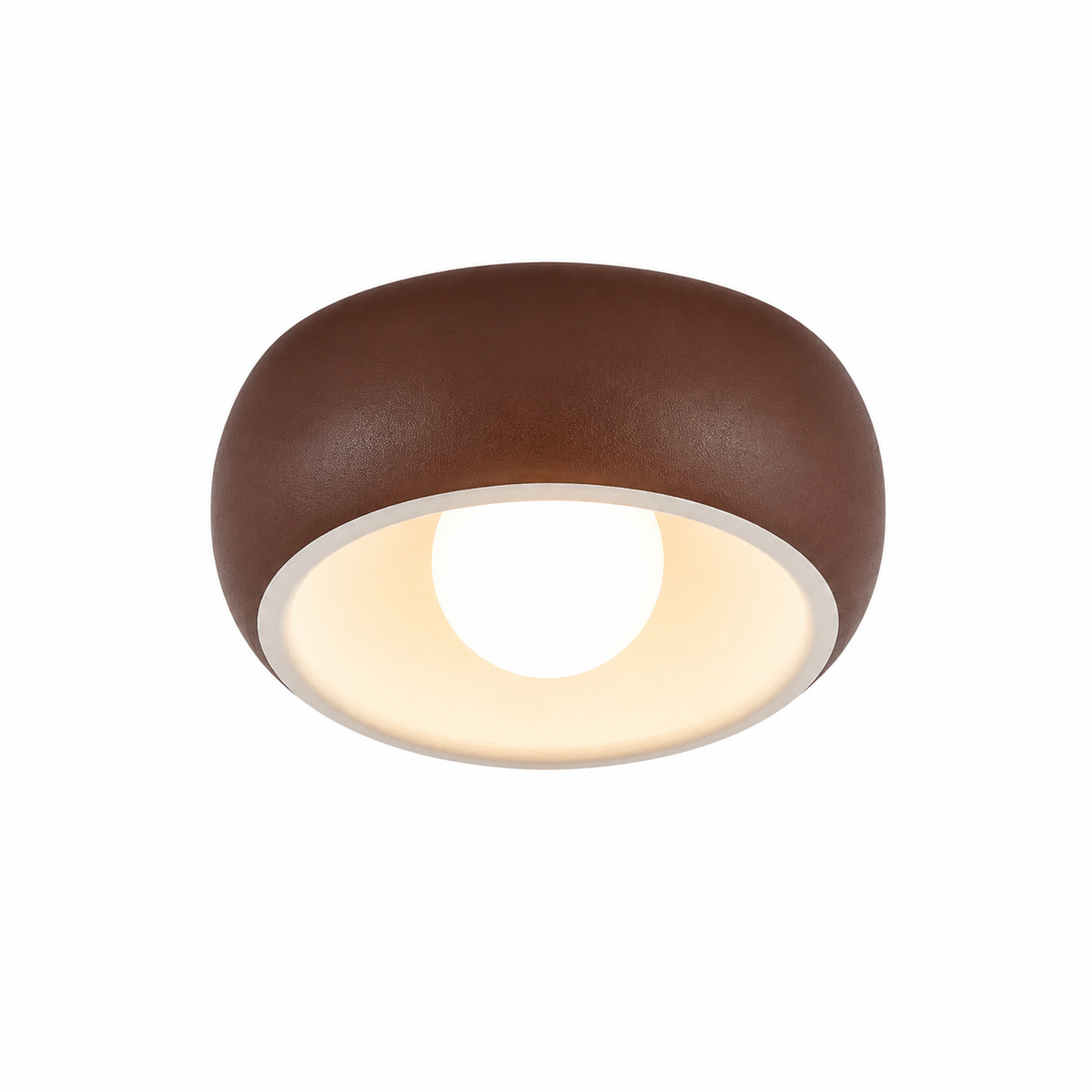 Round Wabi-Sabi Ceiling Light – Steel & Glass Globe Flush Mount, G9