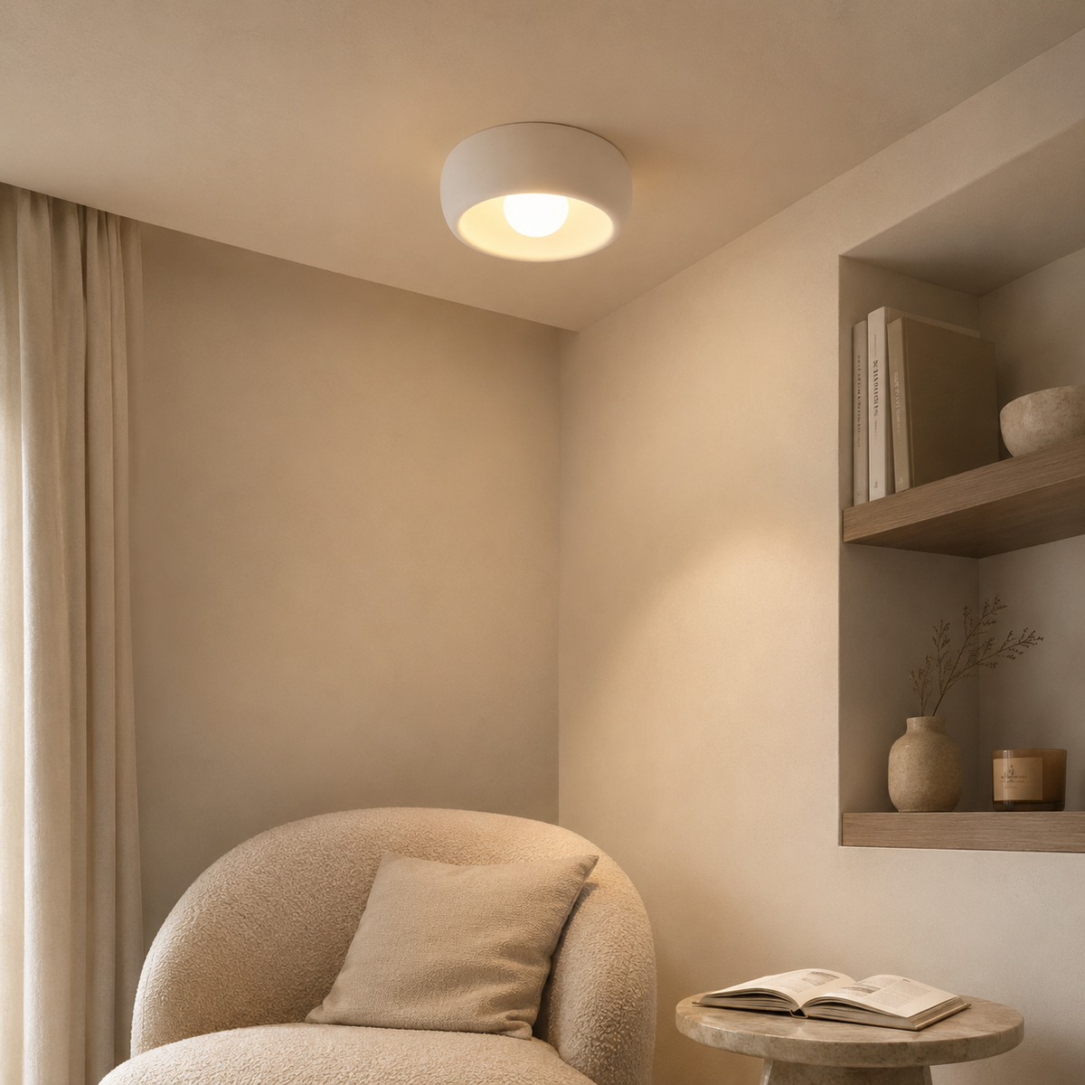 Wabi-sabi glass globe flush ceiling light – view 4