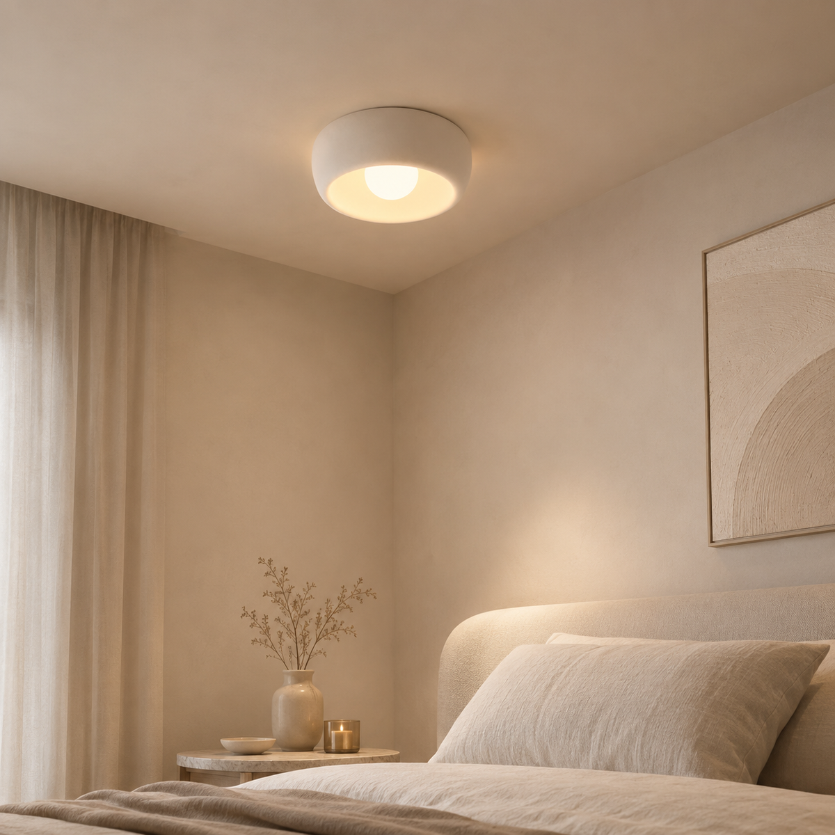 Wabi-sabi glass globe flush ceiling light – view 3