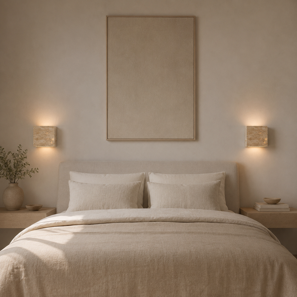 Japandi travertine up and down wall light for indoor and outdoor use by BROKLEN – view 6