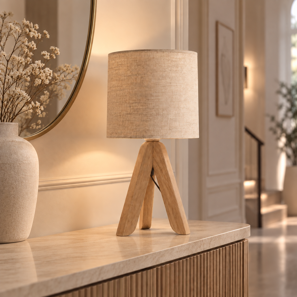 Scandinavian tripod bedside lamp – view 2