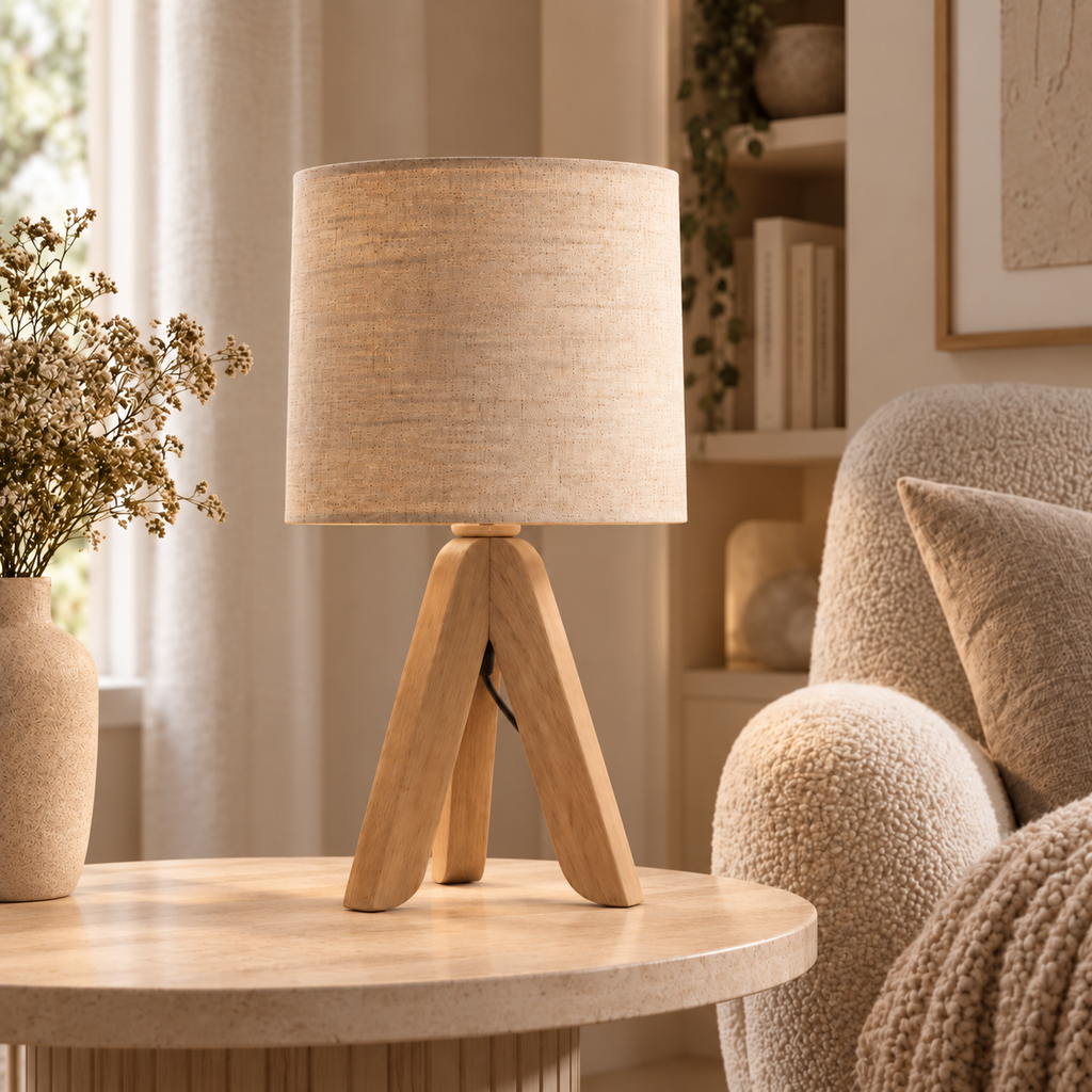Scandinavian tripod bedside lamp – view 3