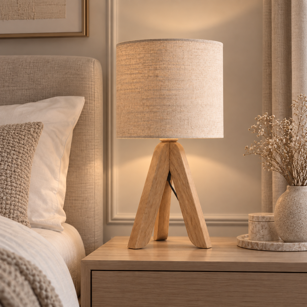 Scandinavian tripod bedside lamp – view 4