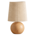 Cordless ceramic table lamp with pleated fabric shade