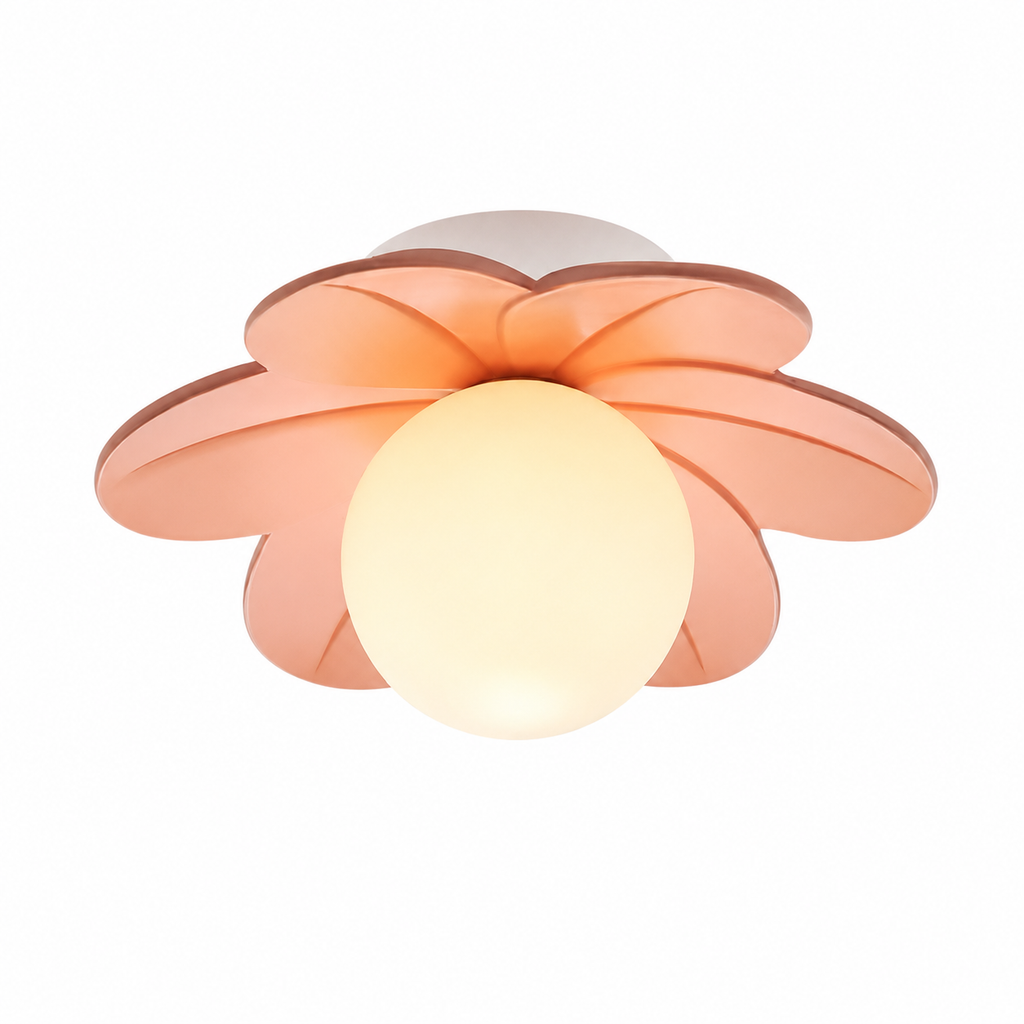 Resin flower ceiling light with glass globe