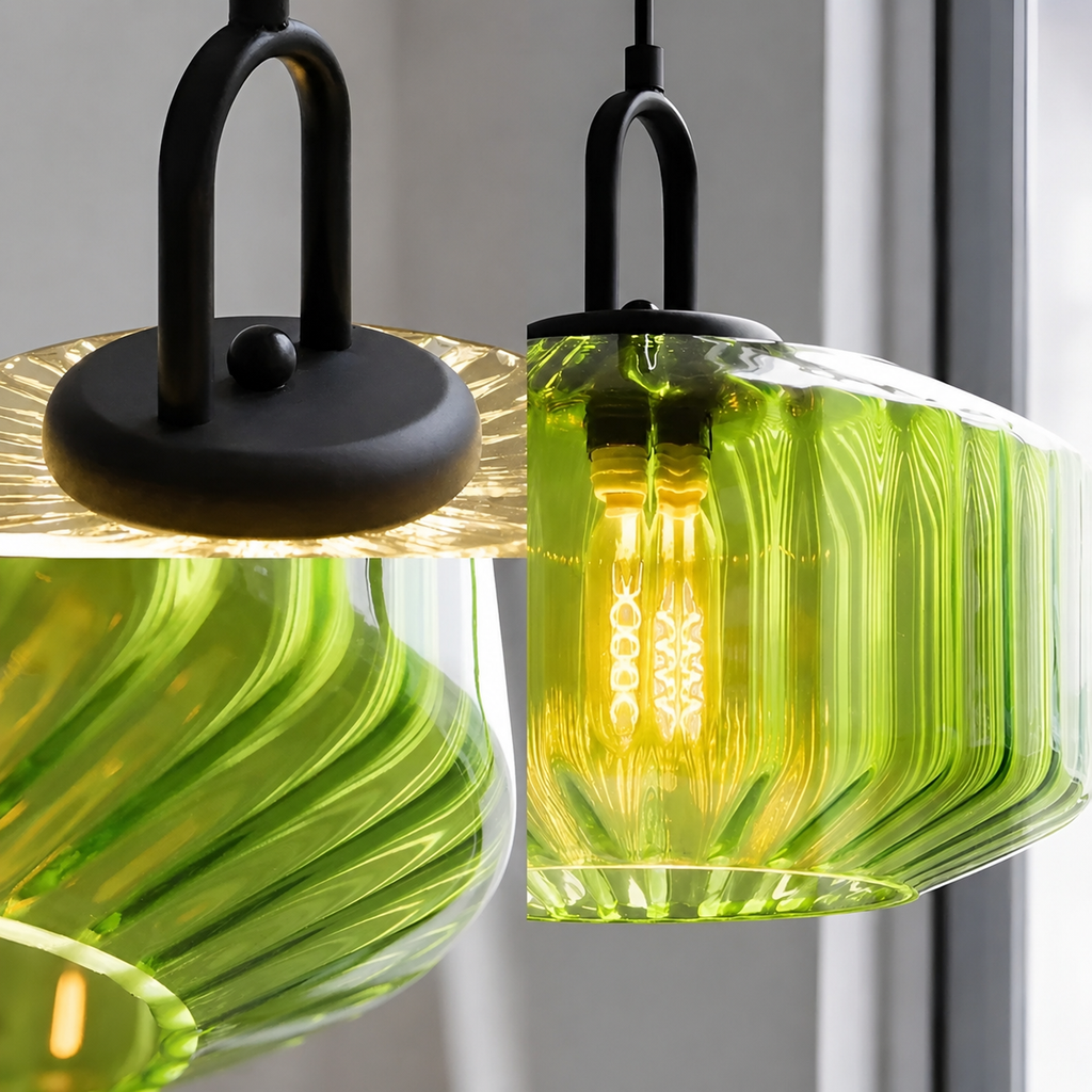 Ribbed glass mini pendant green amber purple – view 6