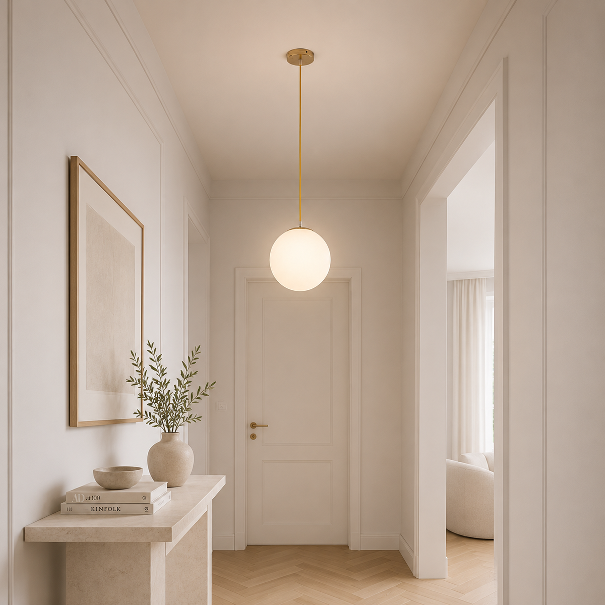 Metal ball pendant light silver black gold white – view 8