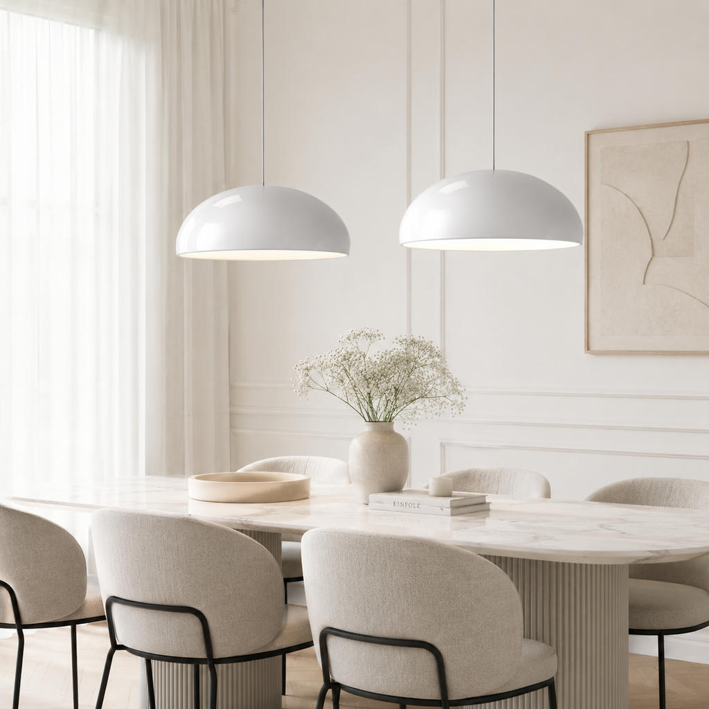 Gloss metal dome kitchen pendant – view 3