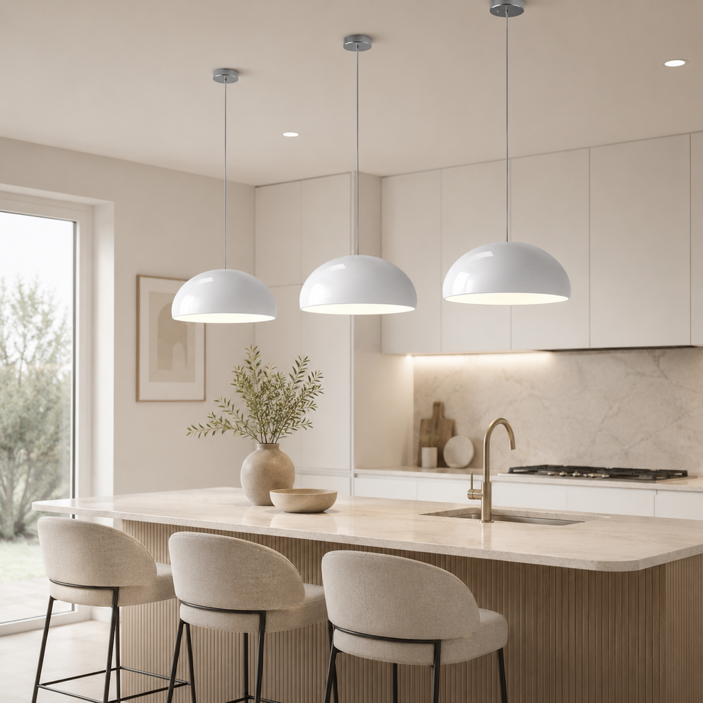 Gloss metal dome kitchen pendant – view 4