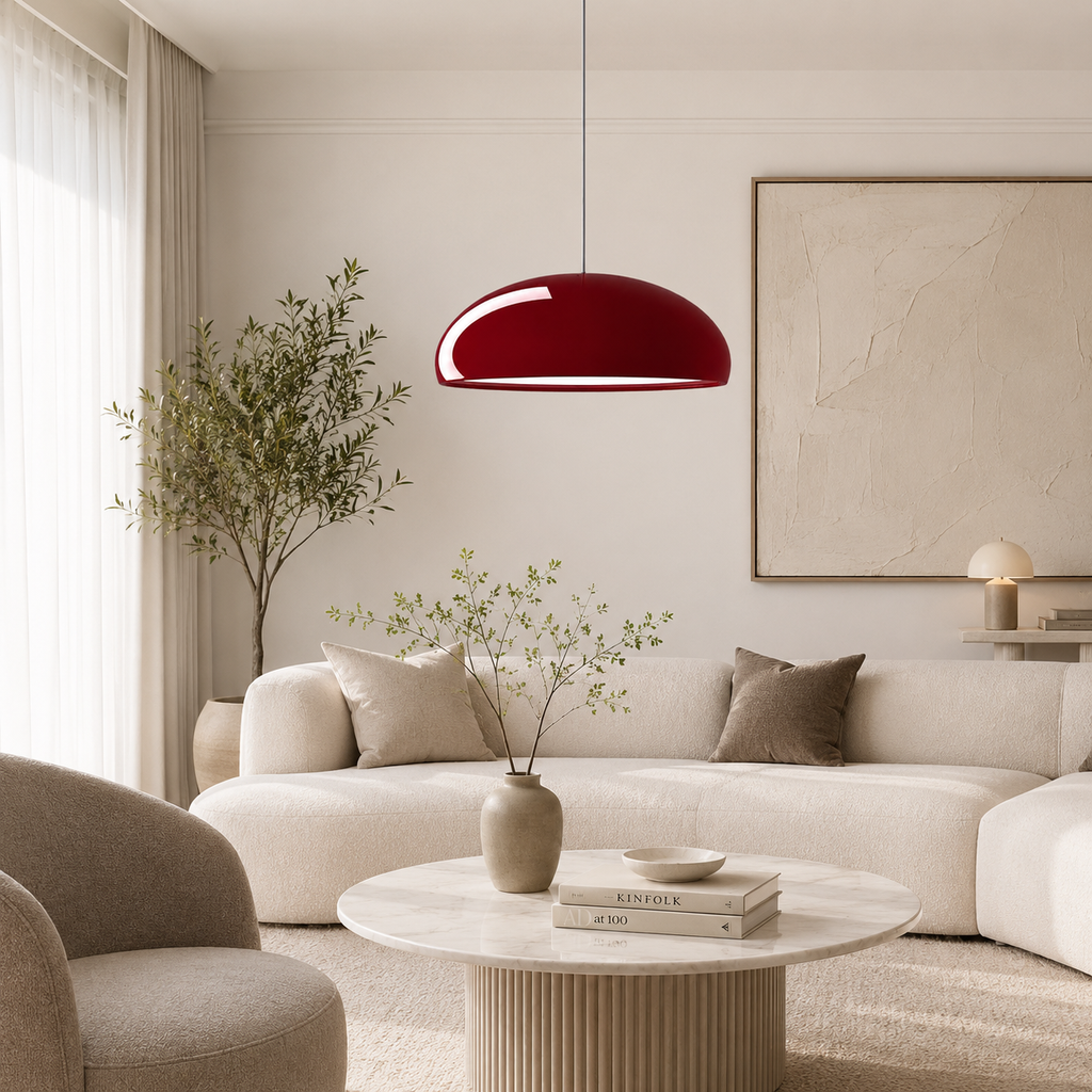 Gloss metal dome kitchen pendant – view 7