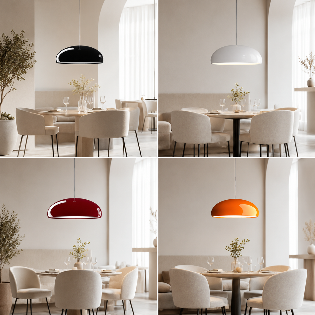 Italian-Style Gloss Metal Pendant Light – Retro Dome Kitchen Pendant