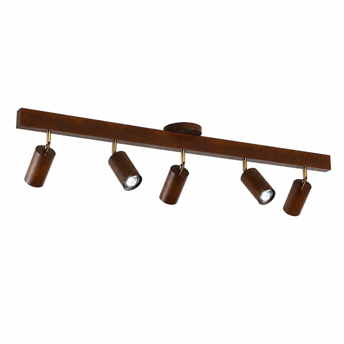 Japandi Wooden Track Ceiling Light – Adjustable LED Spotlight Bar