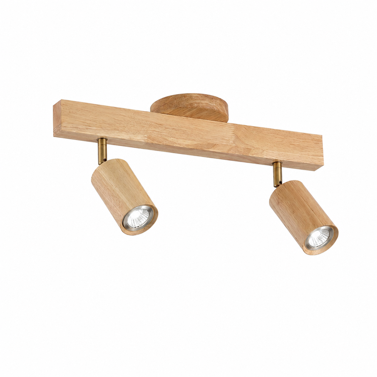 Japandi Wooden Track Ceiling Light – Adjustable LED Spotlight Bar