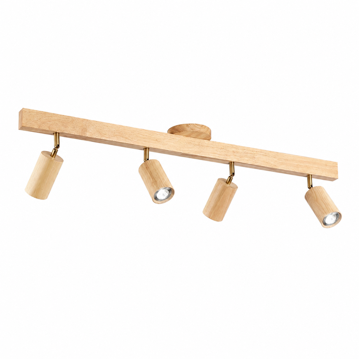 Japandi Wooden Track Ceiling Light – Adjustable LED Spotlight Bar