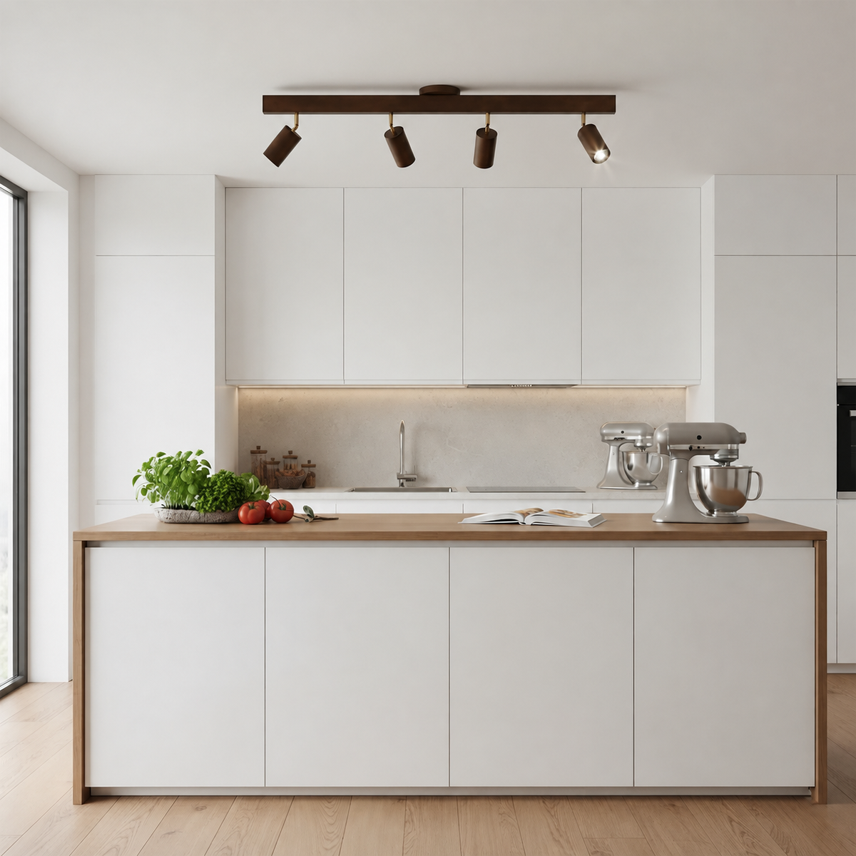 Wooden ceiling spotlight bar – view 3