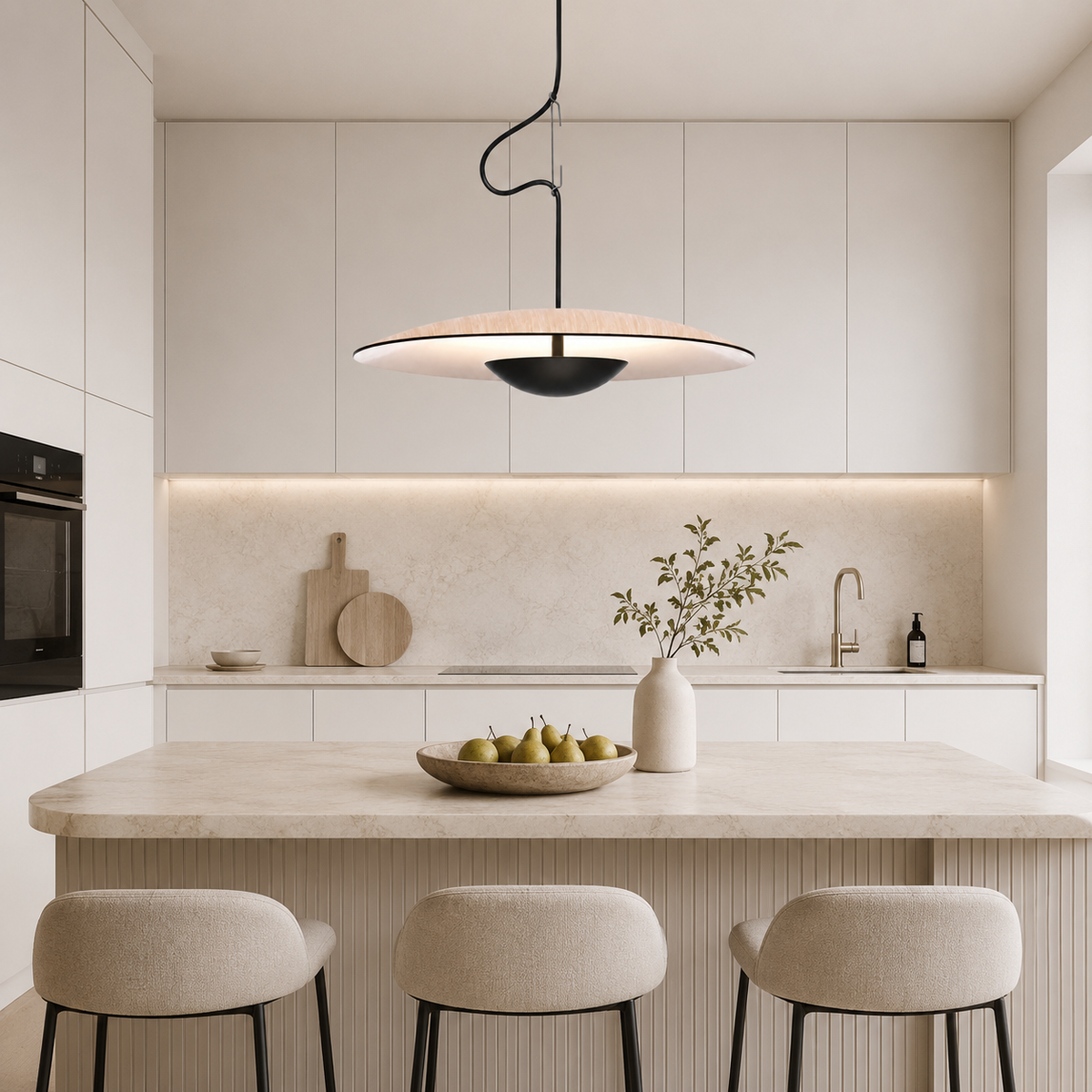 Scandinavian wood metal dining pendant – view 7