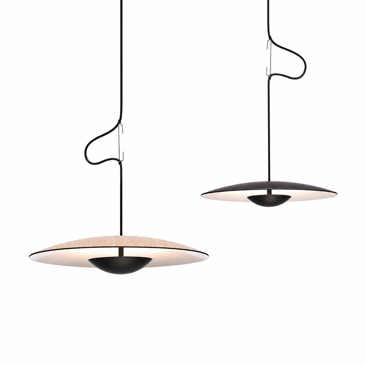 Scandinavian wood metal dining pendant – view 2