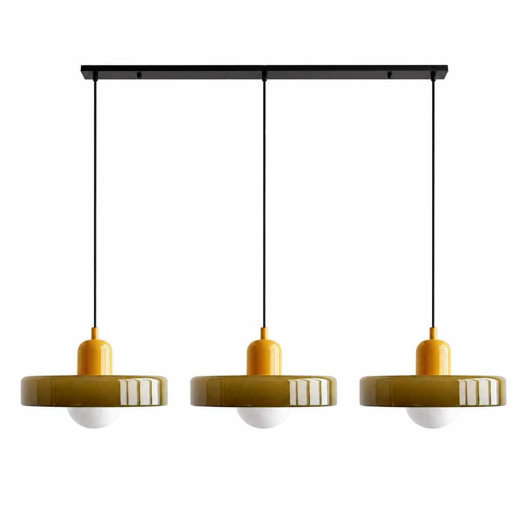 Triple Retro Glass Pendant Light – 3-Light Kitchen Island & Dining Table Cluster