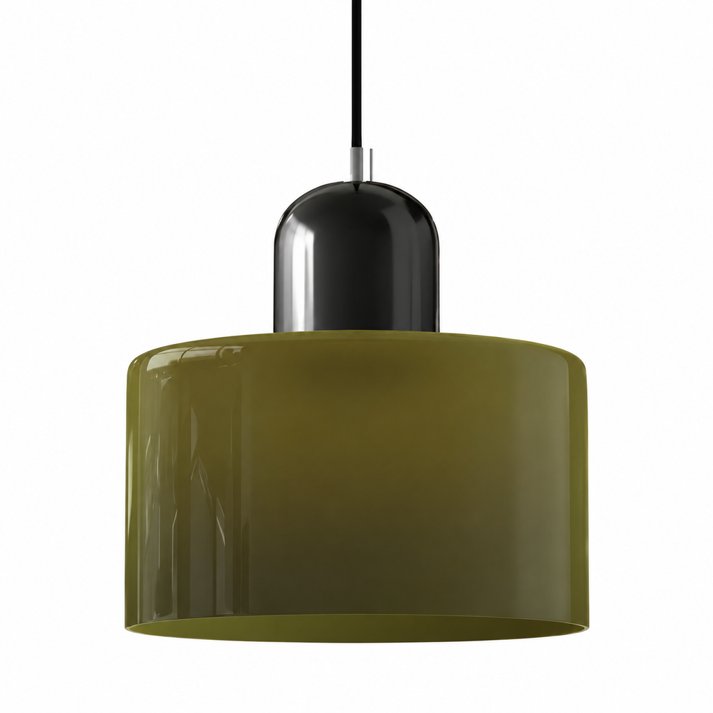 Retro coloured glass cylinder pendant light