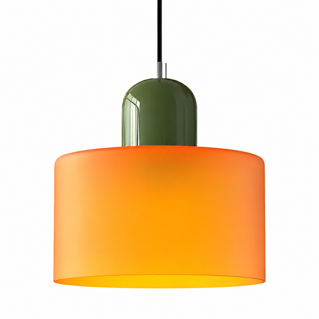 Retro Coloured Glass Cylinder Pendant Light – Kitchen Island Hanging Light