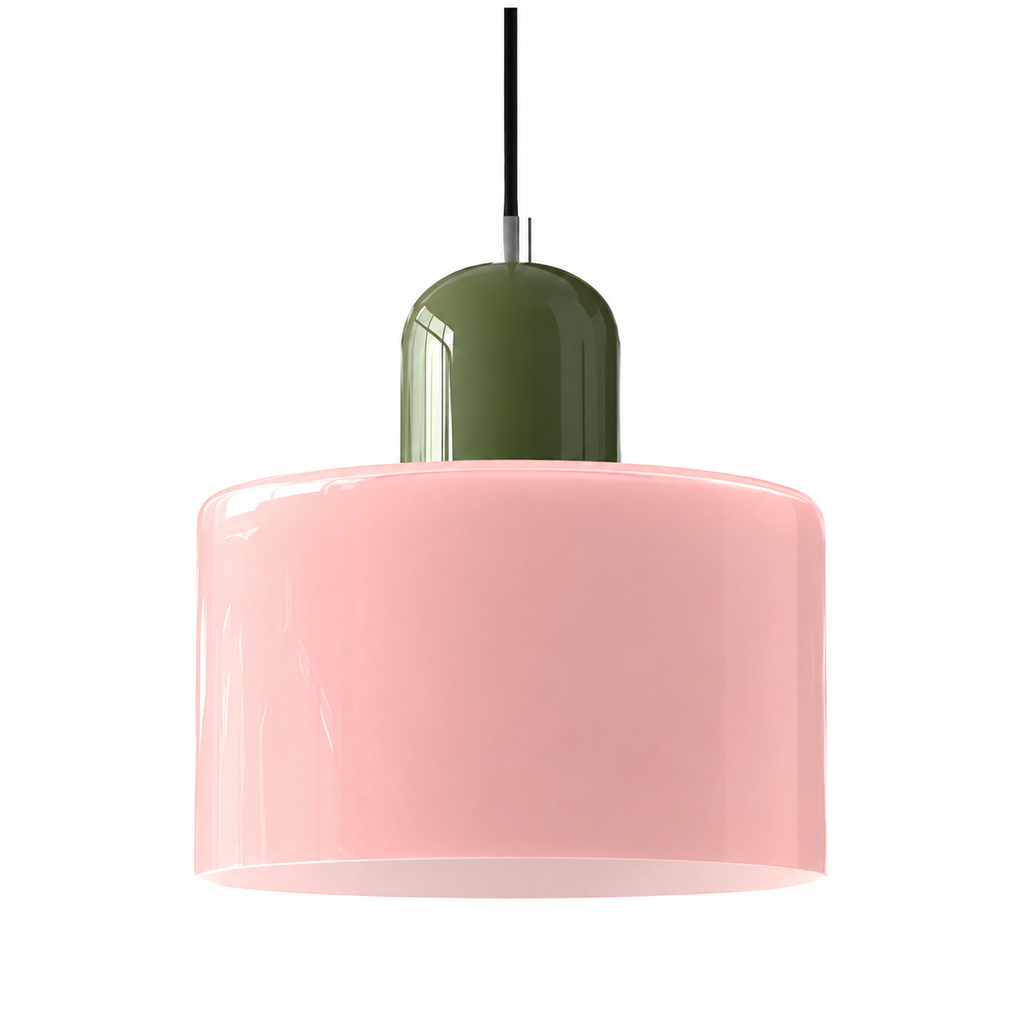 Retro Coloured Glass Cylinder Pendant Light – Kitchen Island Hanging Light